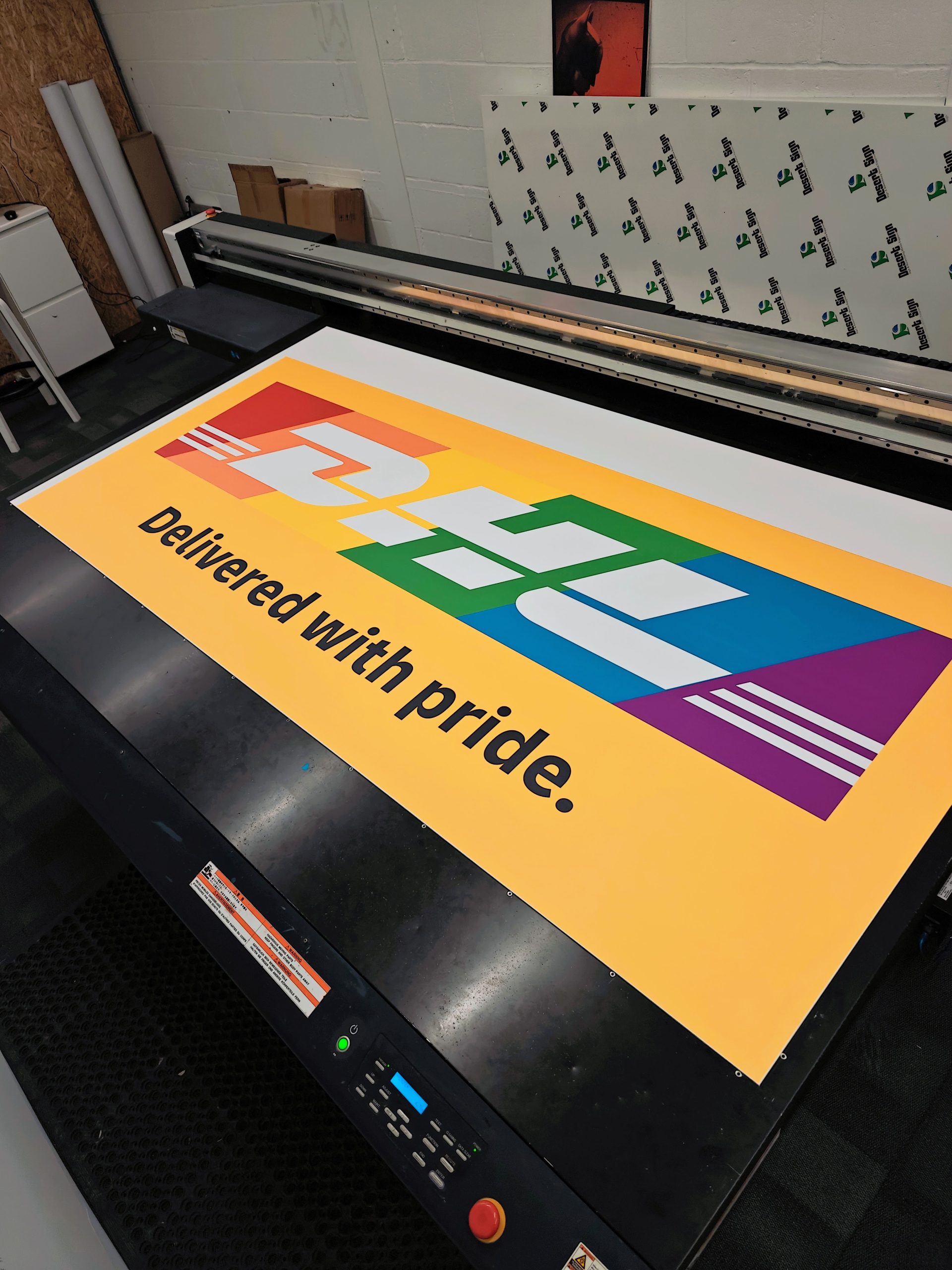 DHL outdoor signage printed using UV Flatbed Printer at Citiprint